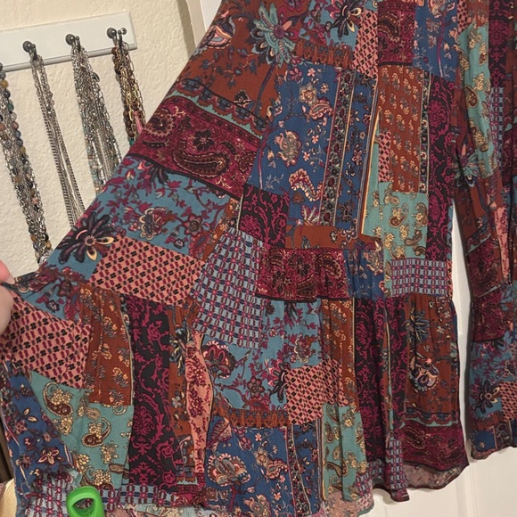 Easel Boho Patchwork Wide Leg Palazzo Pants - Multicolor - Picture 3 of 7